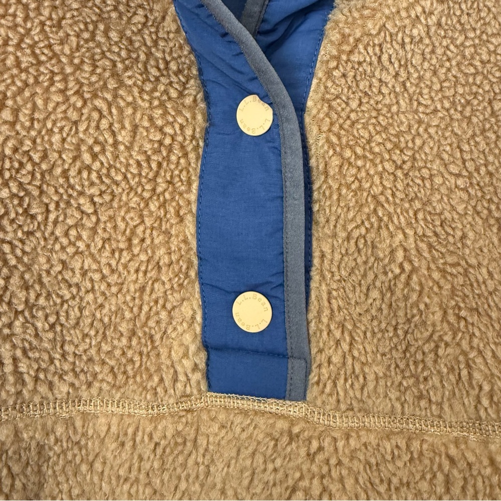 LL Bean Sherpa Fleece 1/4 Button Jacket Size M - Picture 6 of 9